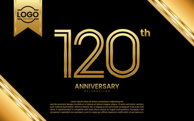 120th Anniversary Celebration. Anniversary Template Design With Golden Number and Font, Vector Template Illustration