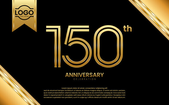 150th Anniversary Celebration. Anniversary Template Design With Golden Number and Font, Vector Template Illustration