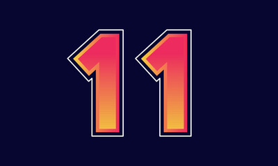 11 Number New Orange Sport Line Logo - obrazy, fototapety, plakaty