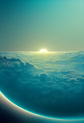 Cloud and sun view from airplane window digital art