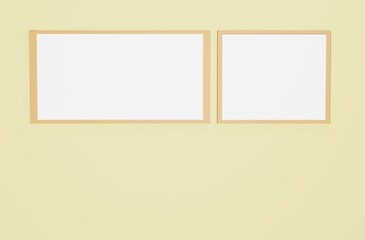 3D render. illustration of frame with mockup graphic. cream interior concept graphic resources. object and interior.