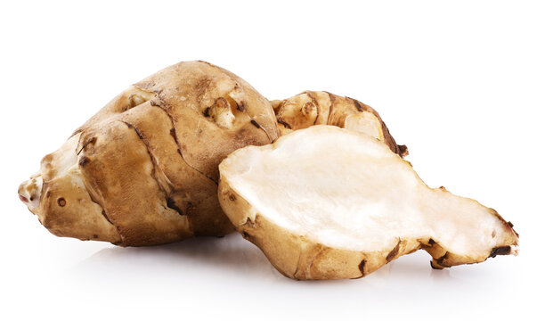Jerusalem artichoke isolated on white background. With clipping path.