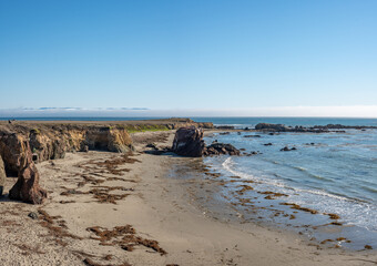Fototapeta na wymiar United States west coast landscape, natural beach with cliffs