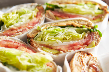 sandwich with ham and vegetables