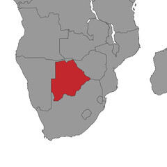 Botswana on world map. Vector illustration.
