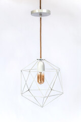 Vintage wire iron lamp. Minimalist deco lamp. Minimalist lighting design for interior home deco.