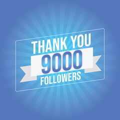 Thank you 9000 followers congratulation template banner. 9k followers celebration
