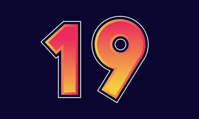19 Number New Orange Sport Line Logo
