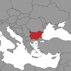 Bulgaria on world map. Vector illustration.
