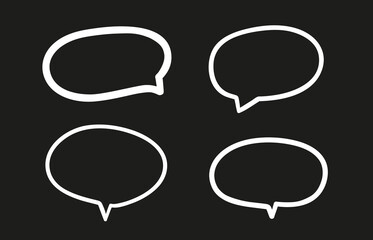 Hand drawn speech bubble. Simple business elements. Set of think and talk speech bubbles. Black and white illustration