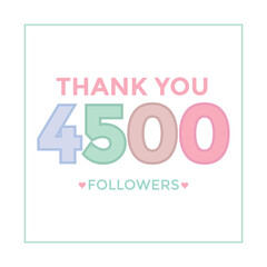 Thank you 4500 followers congratulation template banner. 4.5k followers celebration
