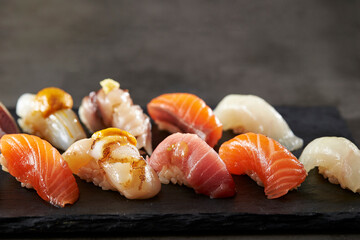  Different types of sushi on a plate