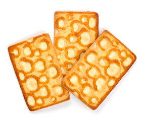 Three cookies on a white background.