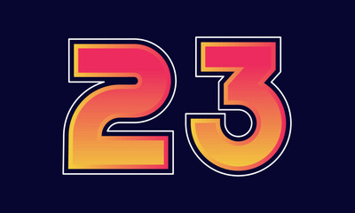 23 Number New Orange Sport Line Logo