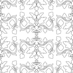 Seamless texture with a decorative ornament of black lines isolated on a white background. Vector illustration.