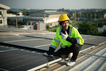 Technicians provide quarterly solar cell maintenance services on the factory roof