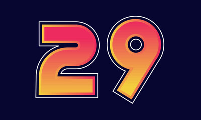 29 Number New Orange Sport Line Logo