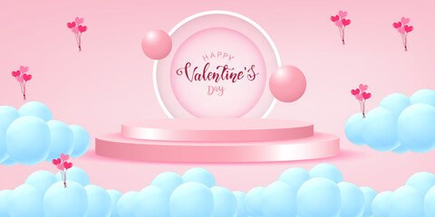 happy valentines day illustration with pink background 