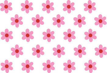 Vector minimal abstract white background with pink floral paper tile pattern.