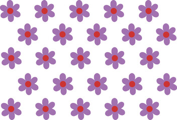 Vector minimal abstract white background with purple red floral paper tile pattern.
