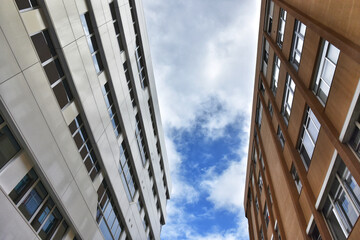 Low angle view of modern buildings in Las Palmas de Gran Canaria