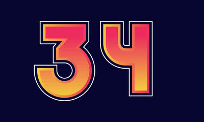 34 Number New Orange Sport Line Logo