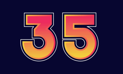 35 Number New Orange Sport Line Logo