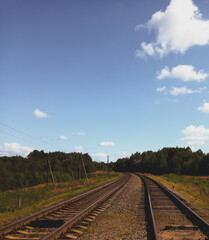 Railroad in the countryside. Railway.