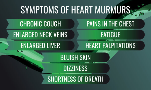 symptoms of Heart murmurs. Vector illustration for medical journal or brochure.