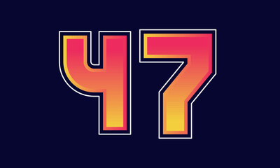 47 Number New Orange Sport Line Logo