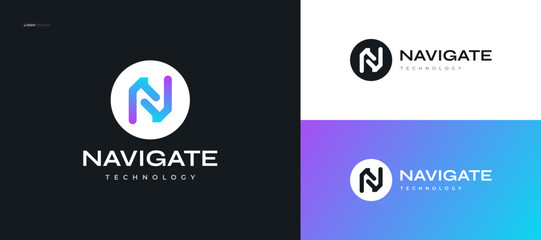 Colorful Letter N Logo Design with Abstract and Modern Concept. N Logo or Icon for Business Brand and Technology Logo