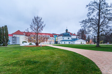 Blue Spa building (Royal Palace) in Turcianske Teplice, Historical spa buildings in Turcianske Teplice, Slovakia