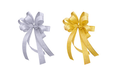 Set of gift bows isolated on white background.