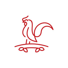 Rooster logo line, illustration of animal shape with outline style