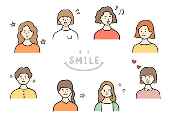 笑顔の女性　イラストセット