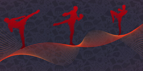 MMA abstract lines with wave design. Creative sport concept. Art vector graphic for brochures, flyers, presentations, logo, print, website, poster, banner, templates, background, social media. © Kadiya