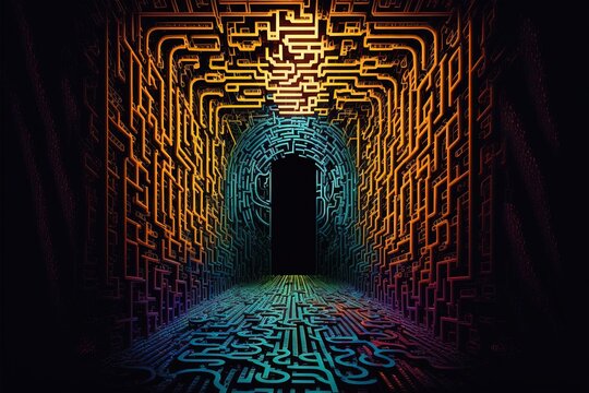 "Mysterious AI Generated Abstract Enigma Matrix Cyberpunk Sci-Fi Labyrinth Green Background for Your Futuristic Projects"