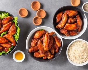 korean style sesame chicken with sauce