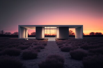 Minimal modern exterior in the evening