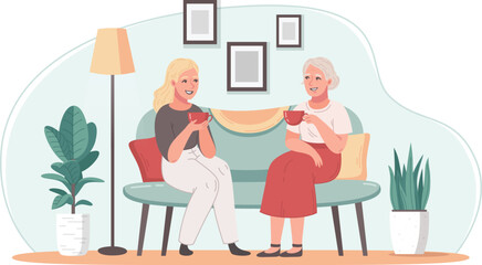 Elderly Care Cartoon