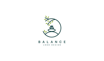 stone rock balancing logo design spa and wellness vector inspiration