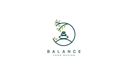 Fotobehang stone rock balancing logo design spa and wellness vector inspiration © Wahyu
