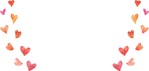 水彩風　ハートのフレーム　ピンク　赤