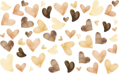 水彩風　ハートの背景　茶色系