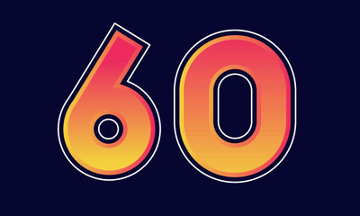 60 Number New Orange Sport Line Logo