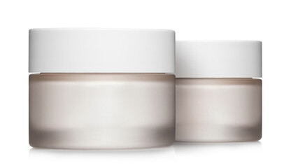 Cosmetic cream jars, isolated on white background