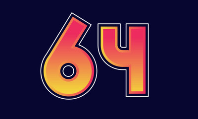 64 Number New Orange Sport Line Logo