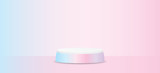 sweet pastel gradient color podium display and background 3d illustration vector for putting object