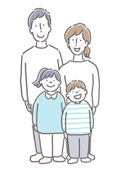 笑顔の四人家族