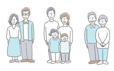 笑顔の夫婦と仲良し家族